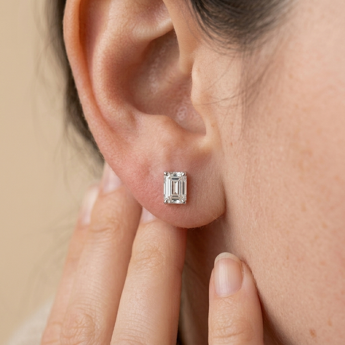 The Vali - Emerald Cut 5 TCW Lab Grown Diamond 4-Prong Stud Earrings