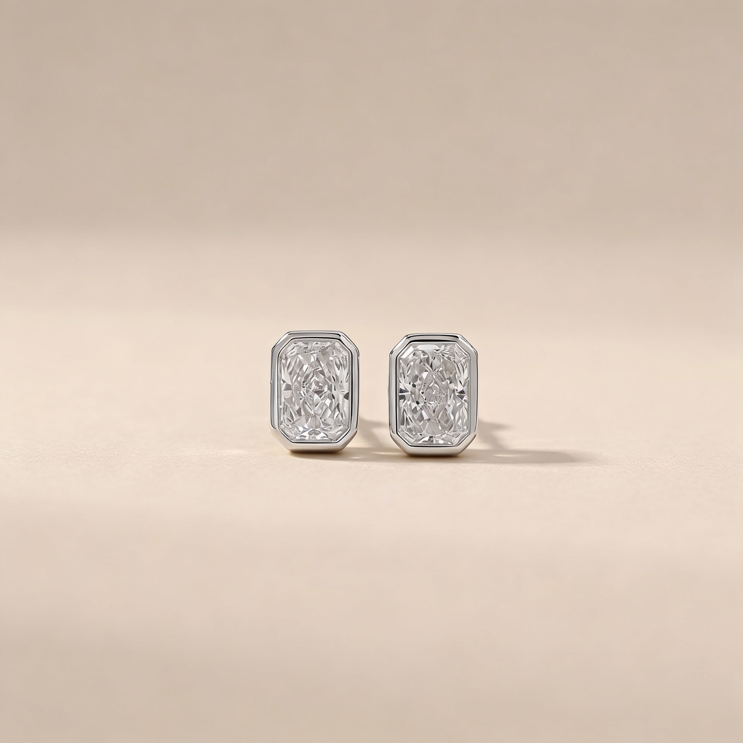 The Vari - Radiant Cut Lab Grown Diamond Bezel Stud Earrings