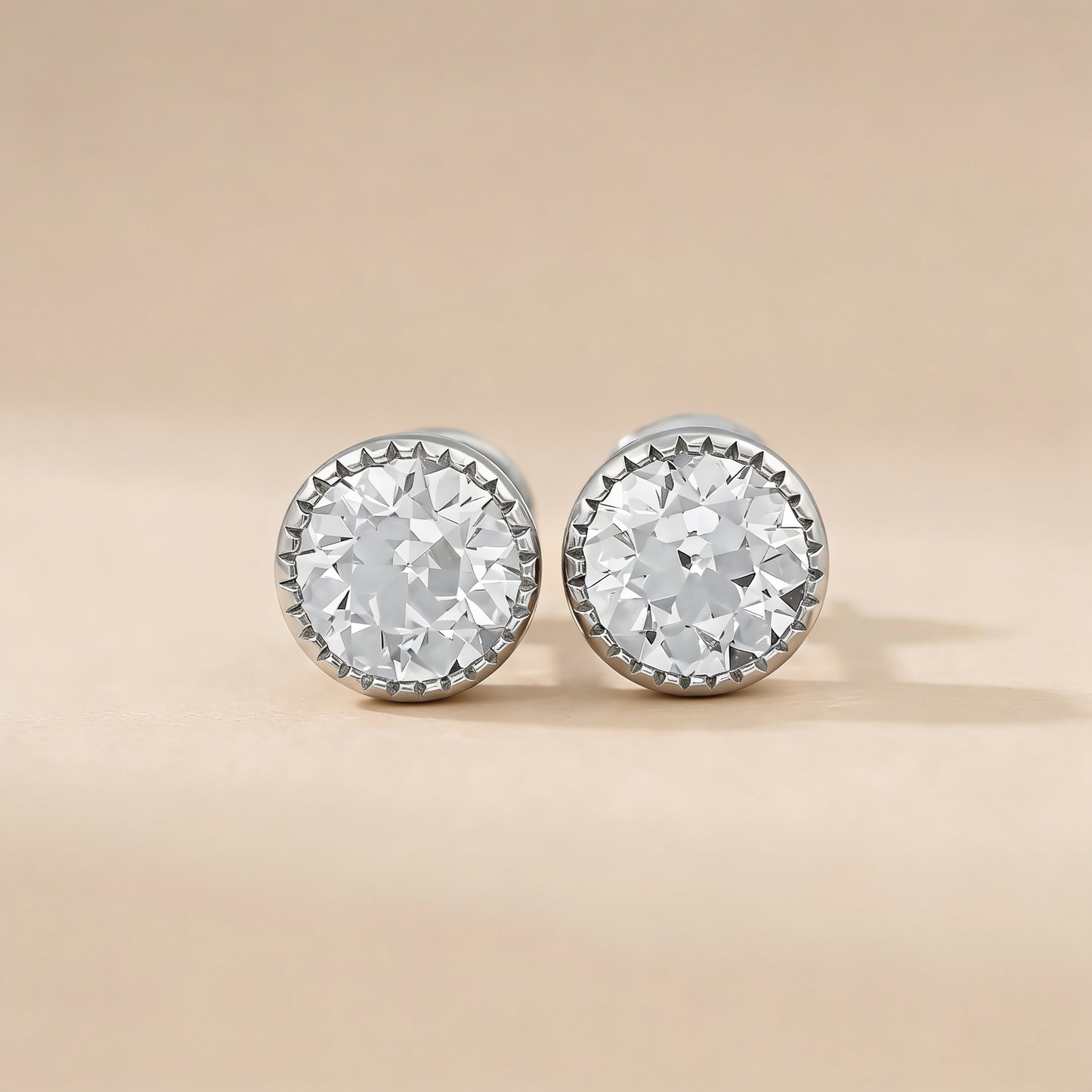 The Lira - Round Brilliant Lab Grown Diamond Milgrain Bezel Stud Earrings