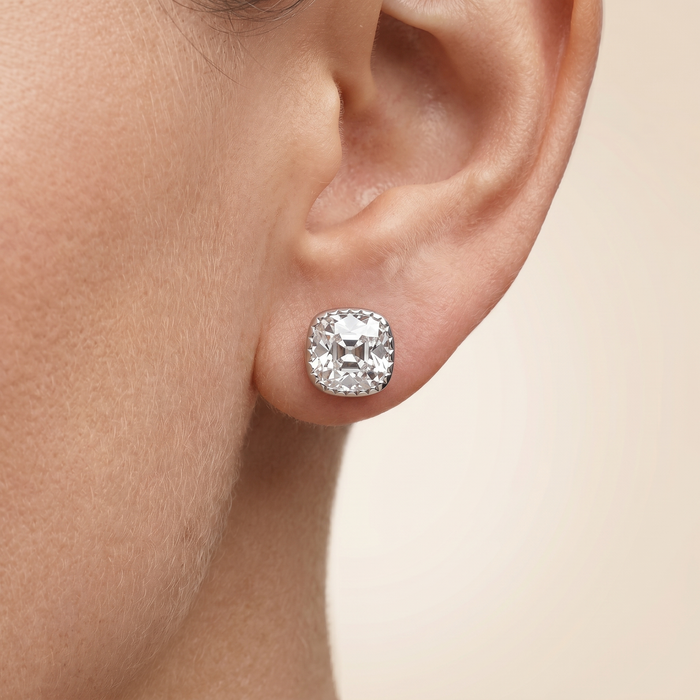 The Kale – 2 TCW Old Mine Cut Lab Grown Diamond Milgrain Bezel Stud Earrings