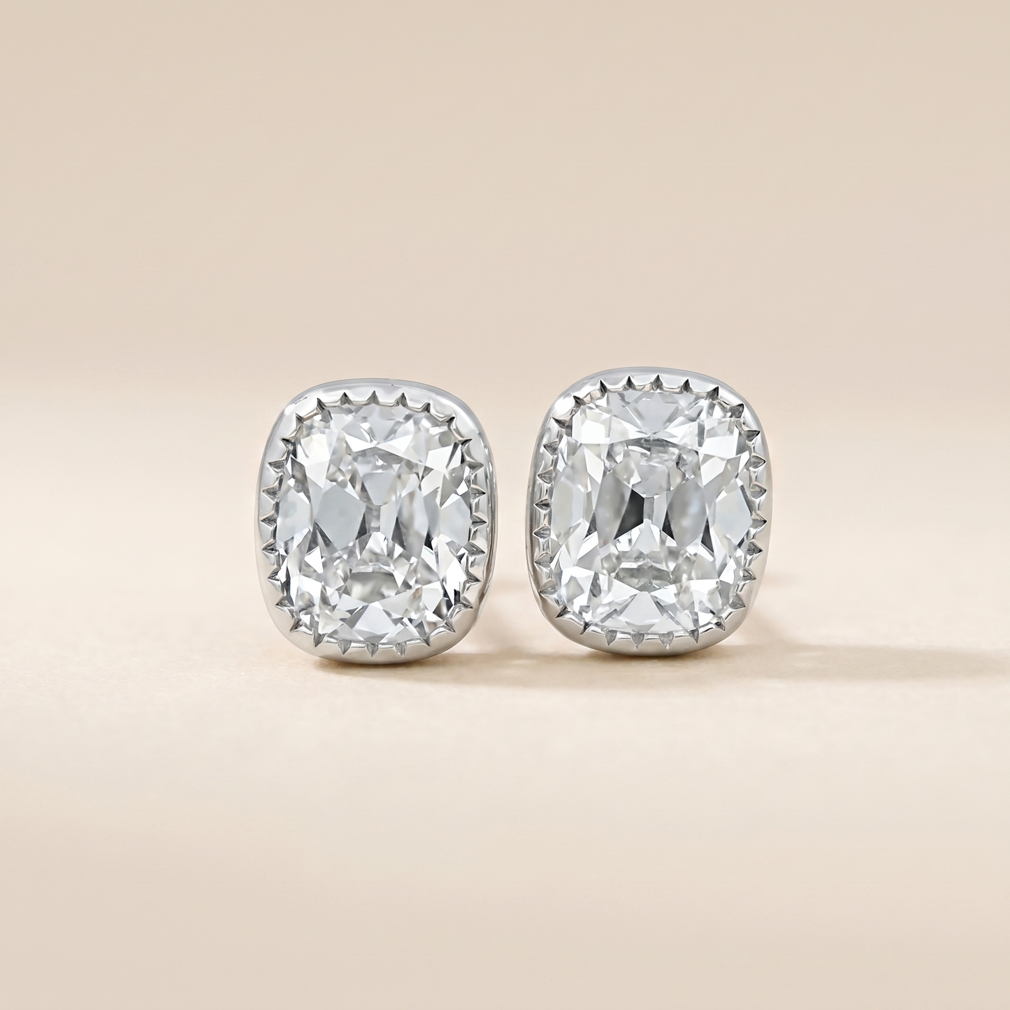The Fera – 8 TCW Milgrain Bezel Elongated Cushion Brilliant Lab Grown Diamond Earrings
