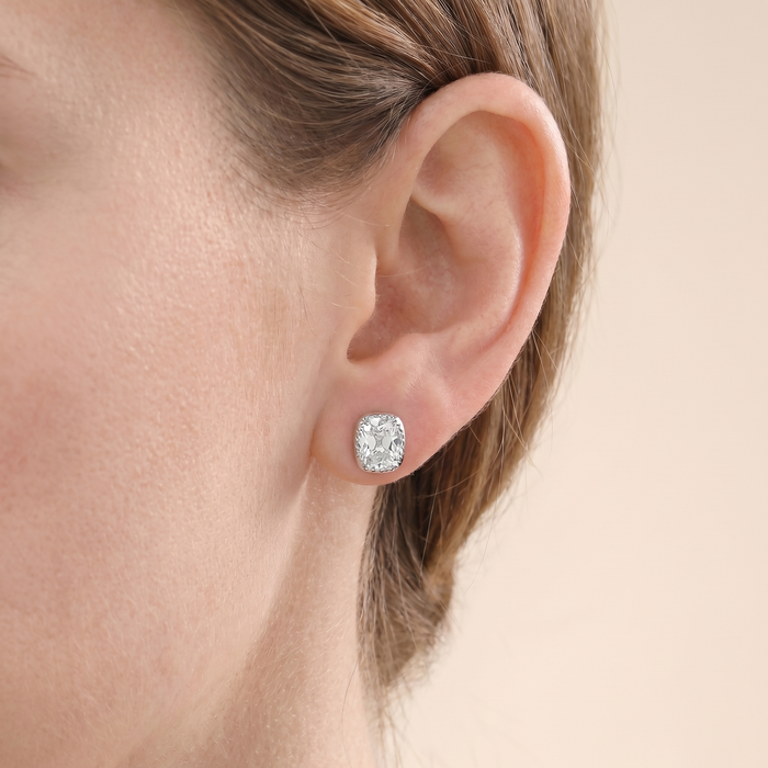 The Fera – 8 TCW Milgrain Bezel Elongated Cushion Brilliant Lab Grown Diamond Earrings