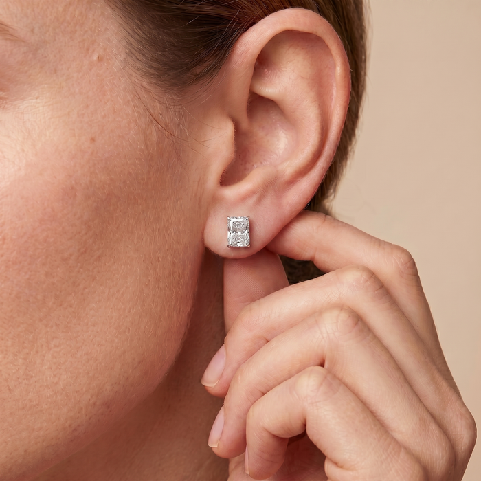 The Amae - Radiant Cut Lab Grown Diamond Solitaire Stud Earrings
