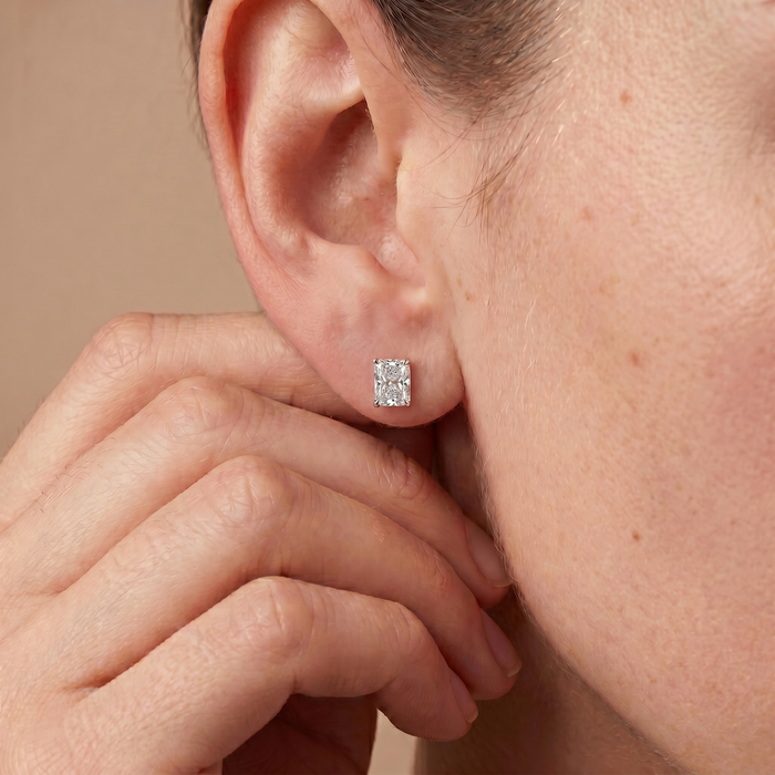 The Amae - Radiant Cut Lab Grown Diamond Solitaire Stud Earrings
