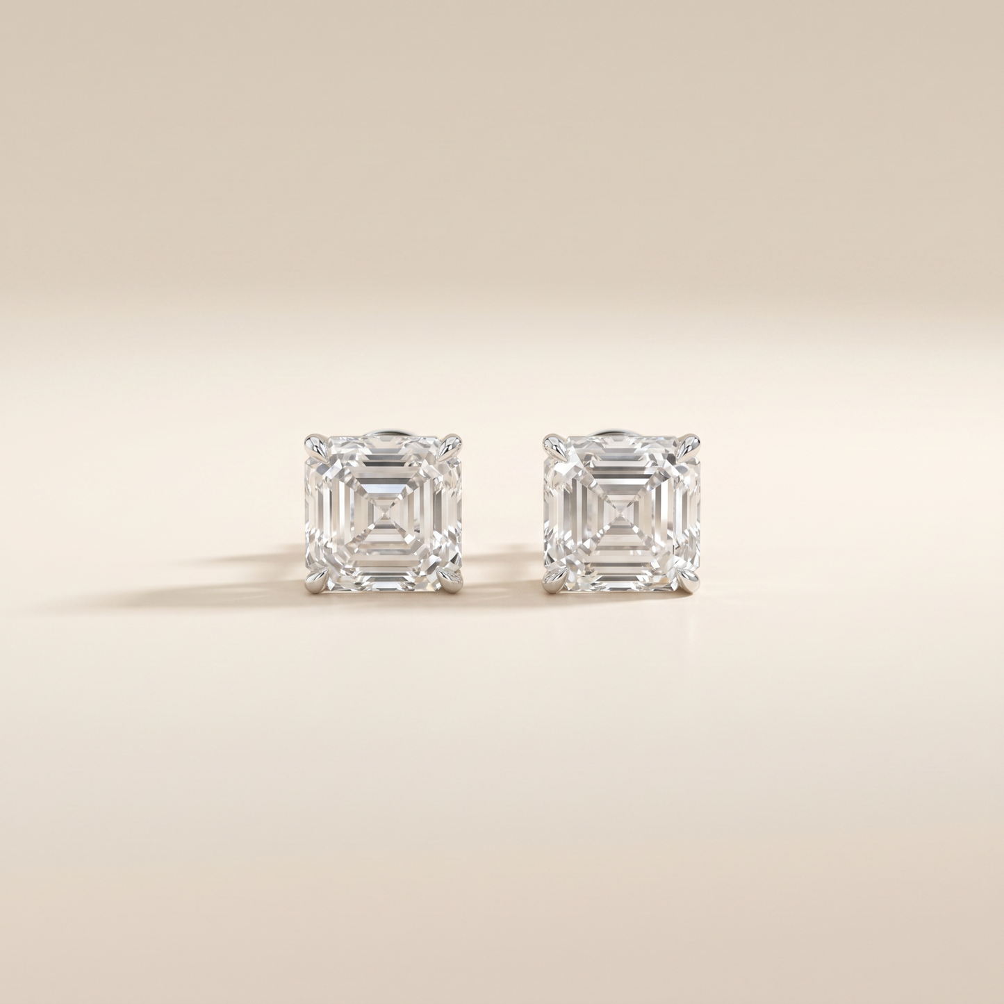 The Kare – 2 Carat Asscher Cut Lab Grown Diamond Classic Prong Stud Earrings