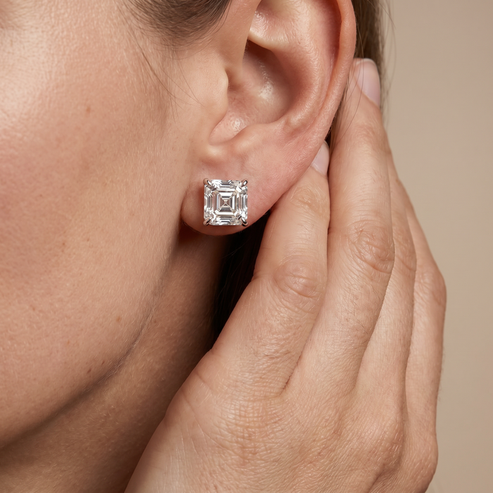 The Kare – 2 Carat Asscher Cut Lab Grown Diamond Classic Prong Stud Earrings