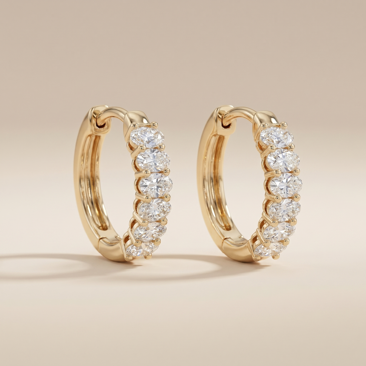 The Blix - Oval Cut Lab Grown Diamond Huggie Hoop Earrings
