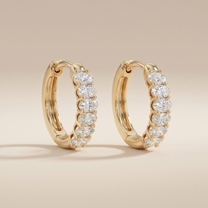 The Blix - Oval Cut Lab Grown Diamond Huggie Hoop Earrings