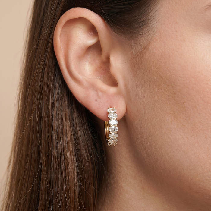 The Blix - Oval Cut Lab Grown Diamond Huggie Hoop Earrings