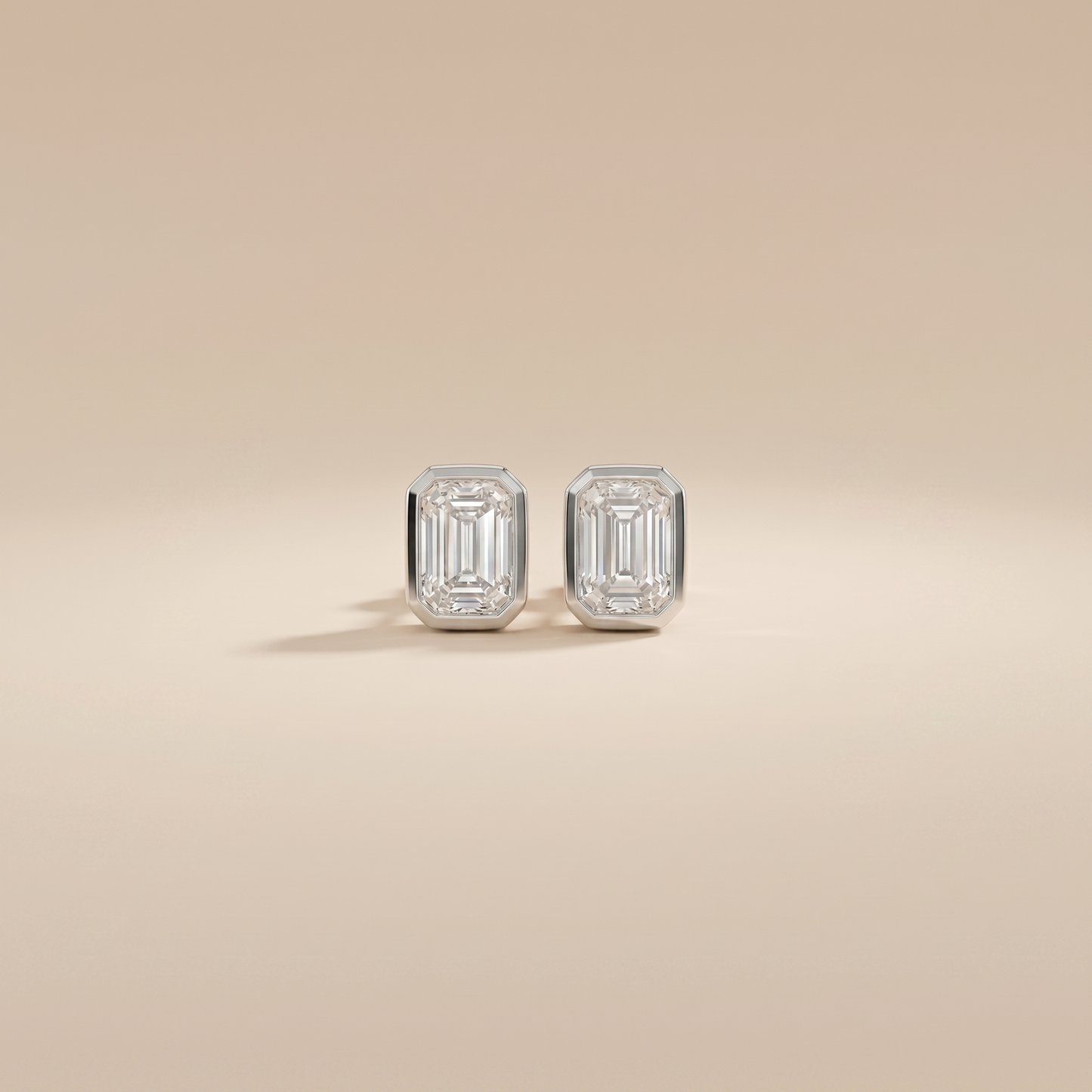 The Pema - Emerald Cut Lab Grown Diamond Studs with Morden Bezel Setting