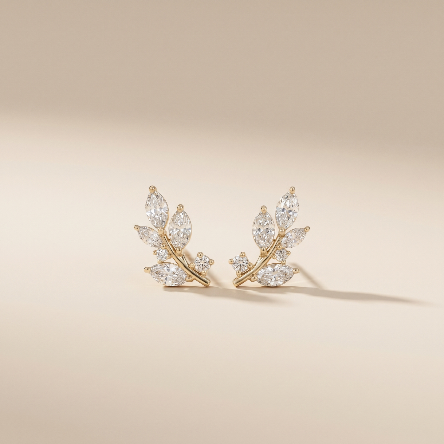 The Peva - Marquise & Round Lab Grown Diamond Leaf Cluster Earring