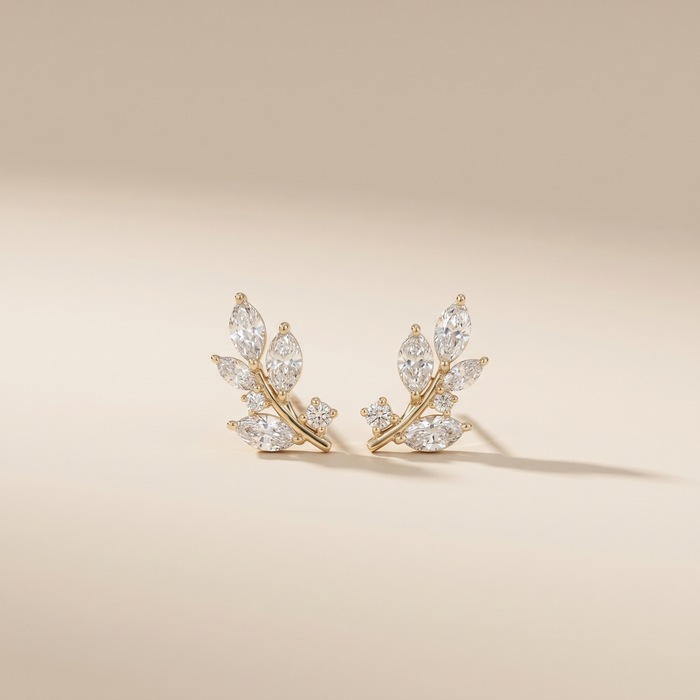 The Peva - Marquise & Round Lab Grown Diamond Leaf Cluster Earring