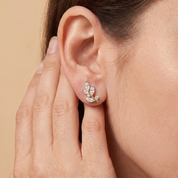 The Peva - Marquise & Round Lab Grown Diamond Leaf Cluster Earring