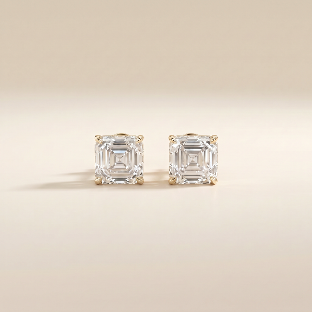 The Kare – 2 Carat Asscher Cut Lab Grown Diamond Classic Prong Stud Earrings