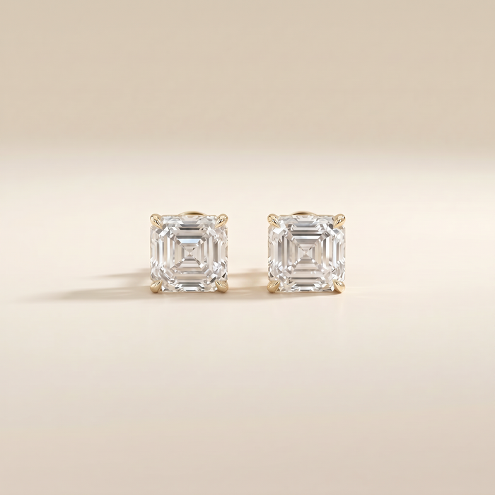 The Kare – 2 Carat Asscher Cut Lab Grown Diamond Classic Prong Stud Earrings