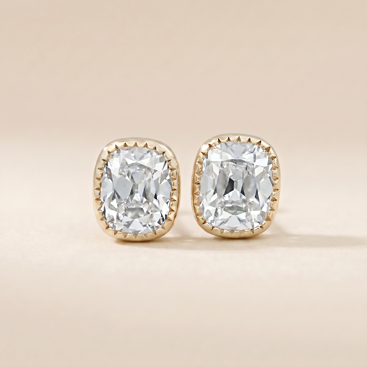 The Fera – 8 TCW Milgrain Bezel Elongated Cushion Brilliant Lab Grown Diamond Earrings