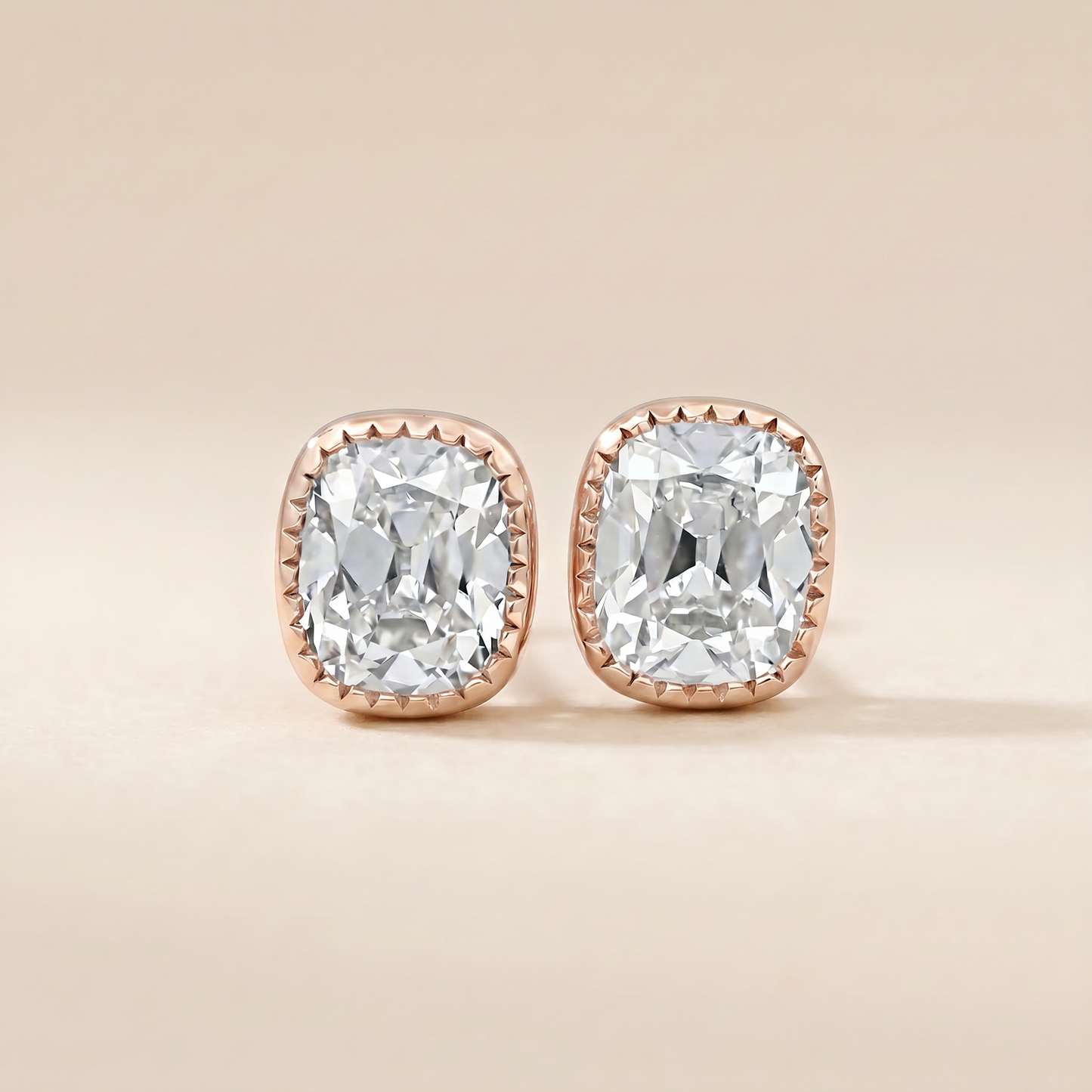 The Fera – 8 TCW Milgrain Bezel Elongated Cushion Brilliant Lab Grown Diamond Earrings