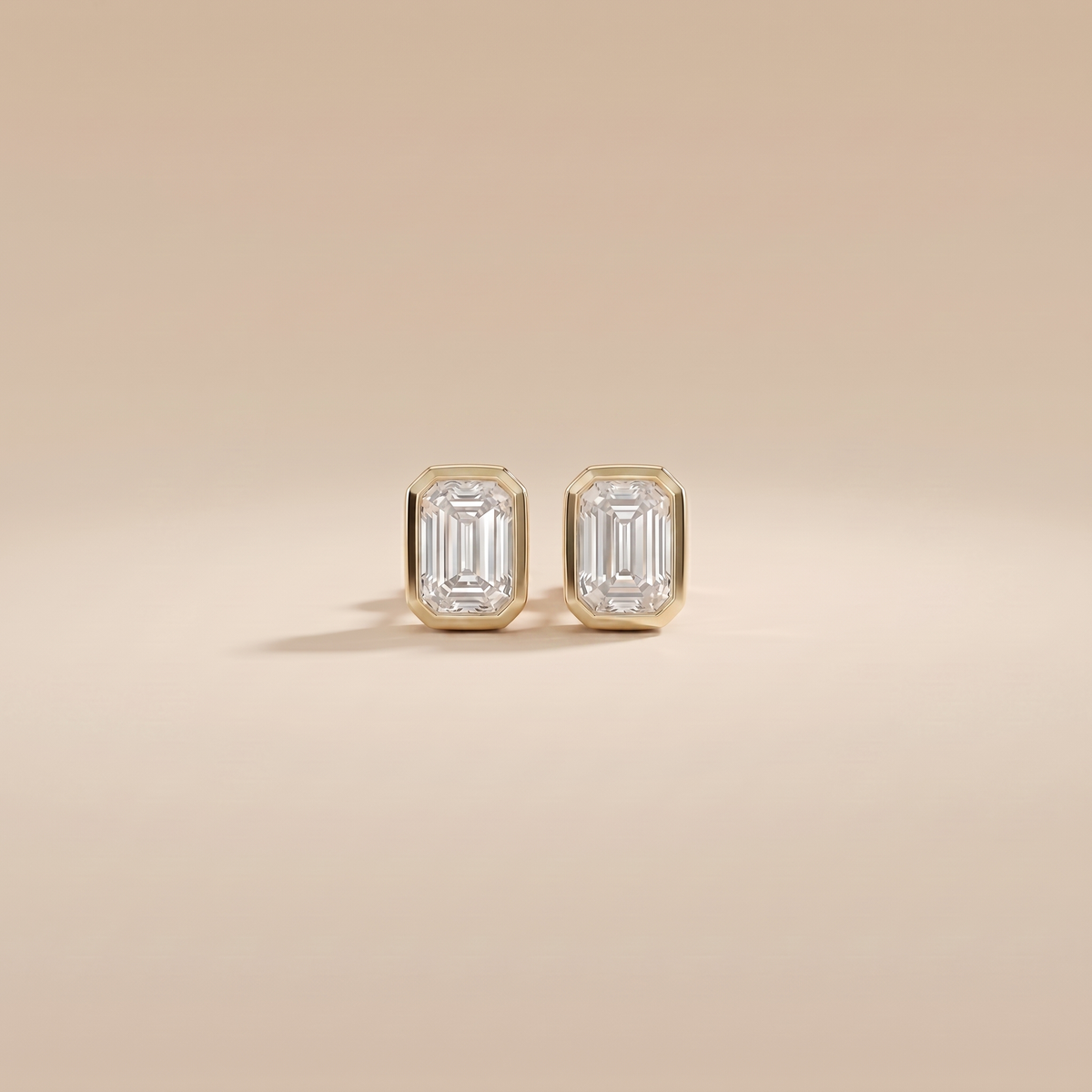 The Pema - Emerald Cut Lab Grown Diamond Studs with Morden Bezel Setting