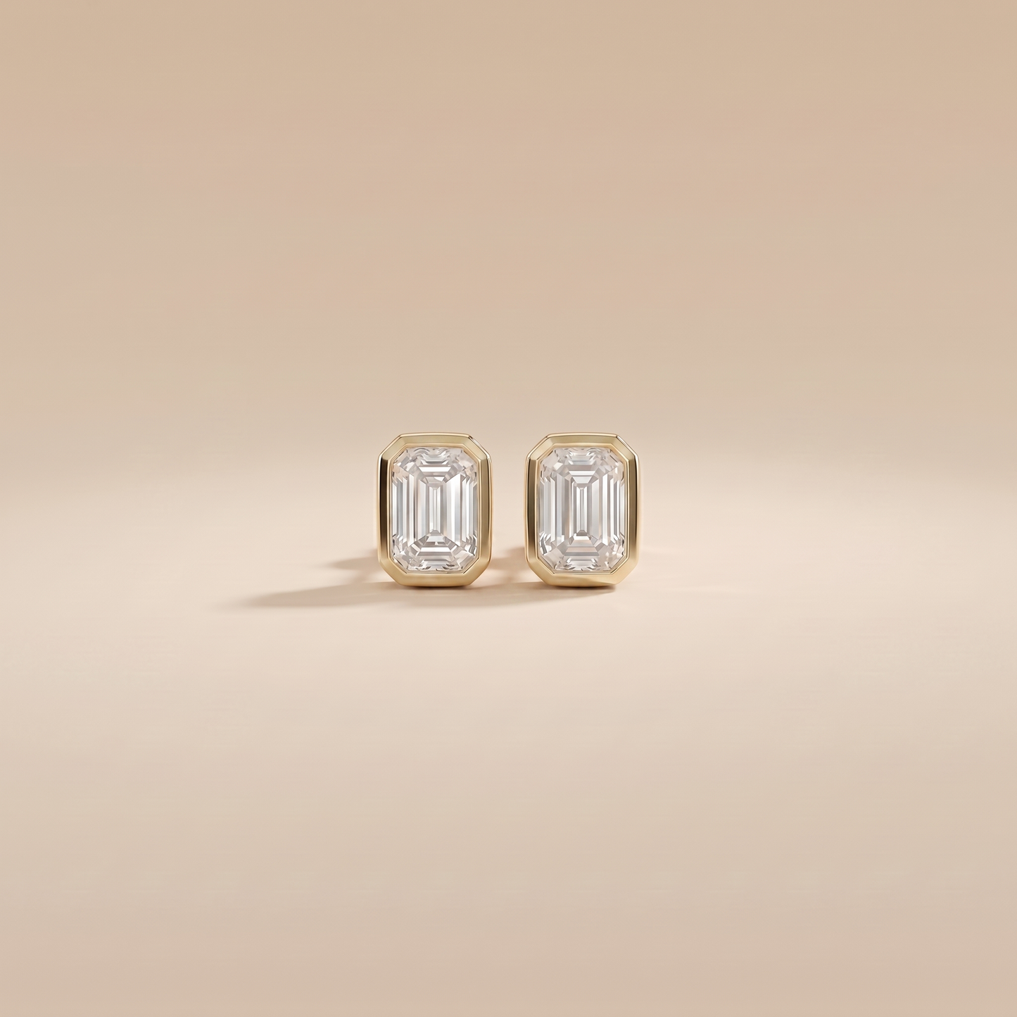 The Pema - Emerald Cut Lab Grown Diamond Studs with Morden Bezel Setting