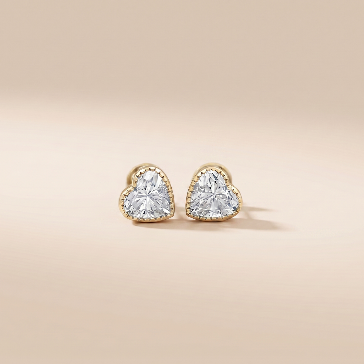 The Ulra - Heart Cut Lab Grown Diamond Milgrain Bezel Stud Earrings