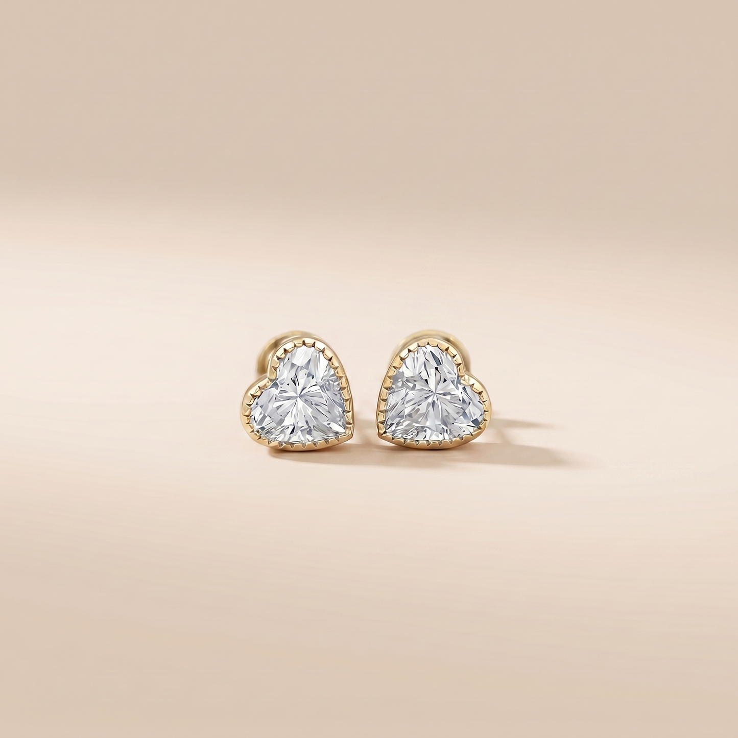 The Ulra - Heart Cut Lab Grown Diamond Milgrain Bezel Stud Earrings