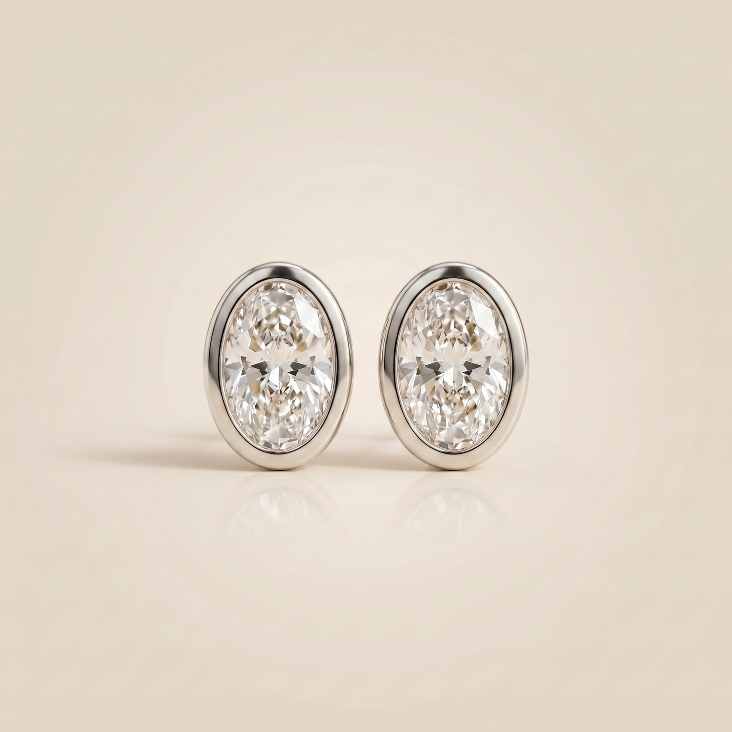 The Alur - Oval Cut Lab Grown Diamond Bezel Stud Earrings