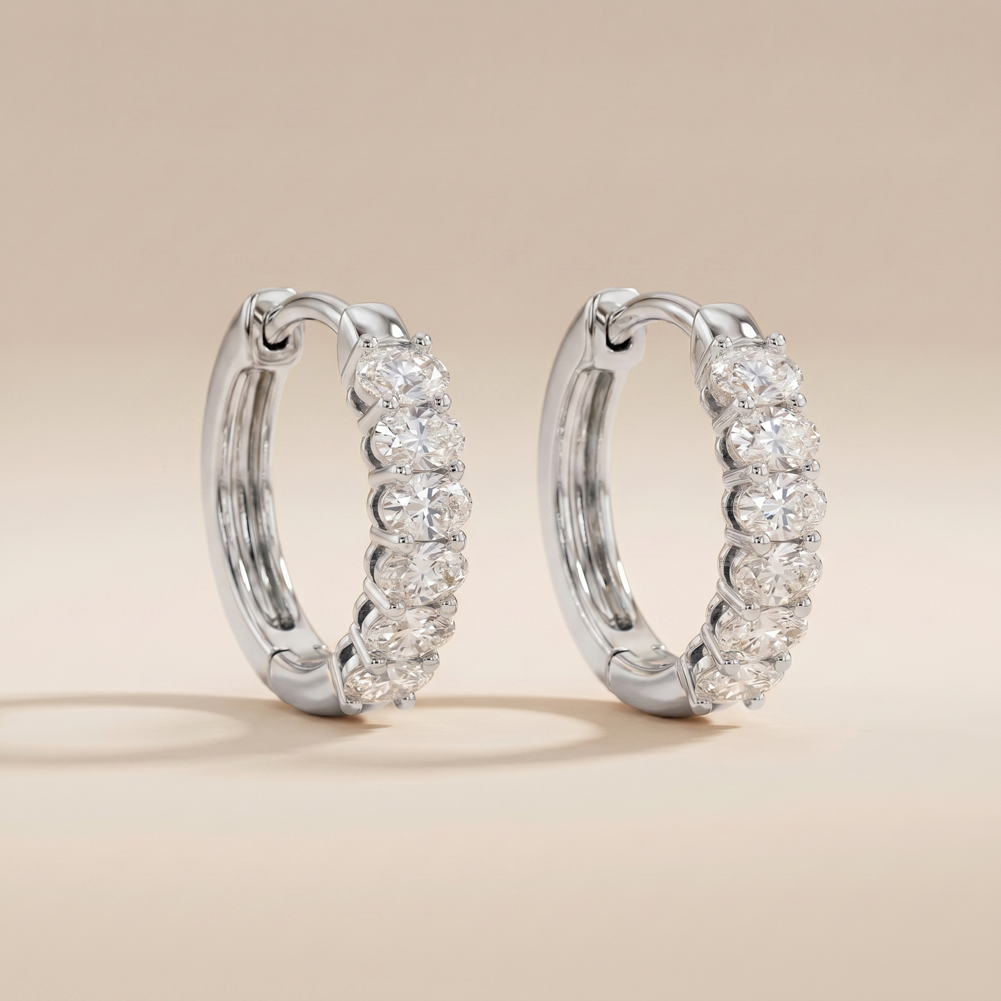 The Blix - Oval Cut Lab Grown Diamond Huggie Hoop Earrings