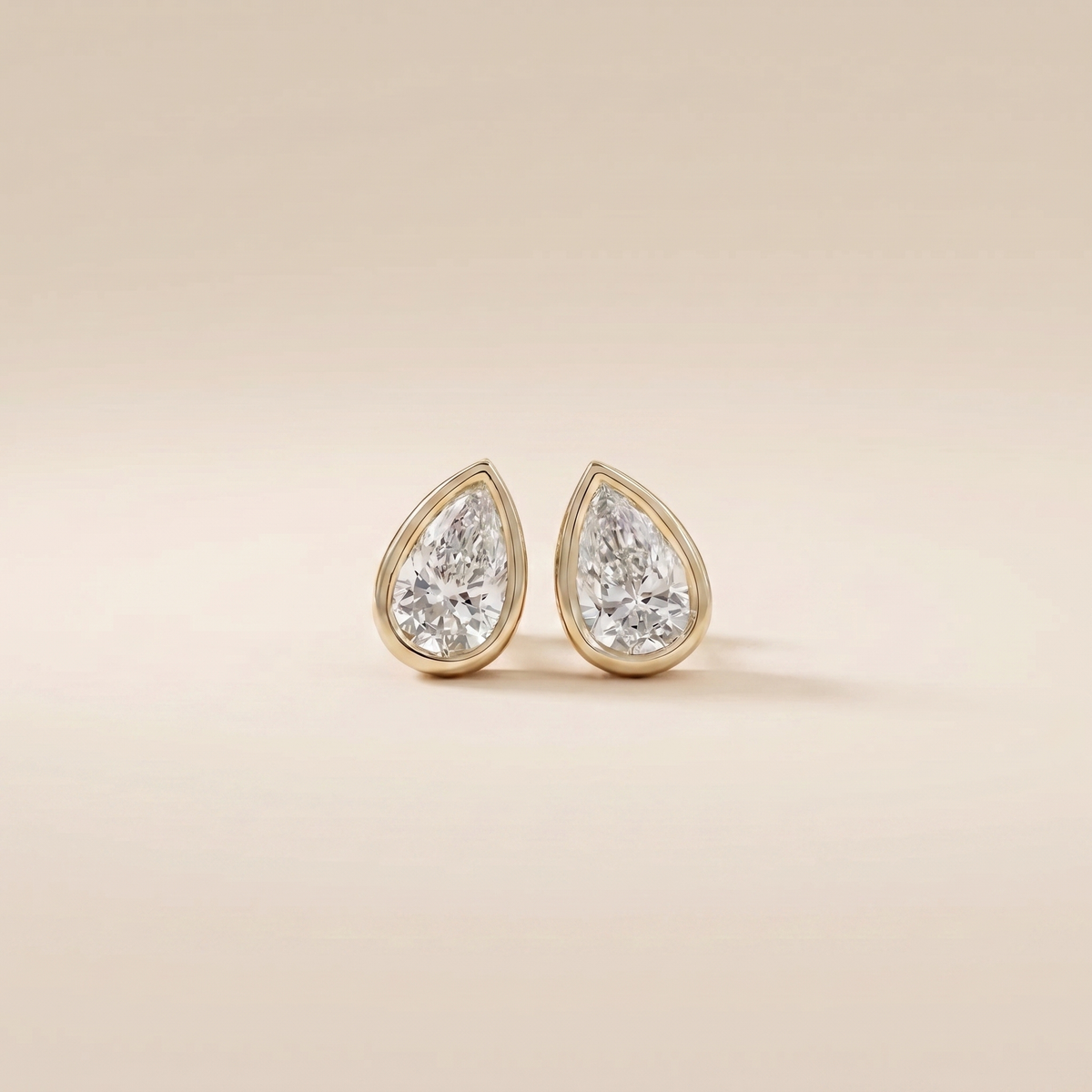 The Kena - Bezel Set Pear Shaped Lab Grown Diamond Studs