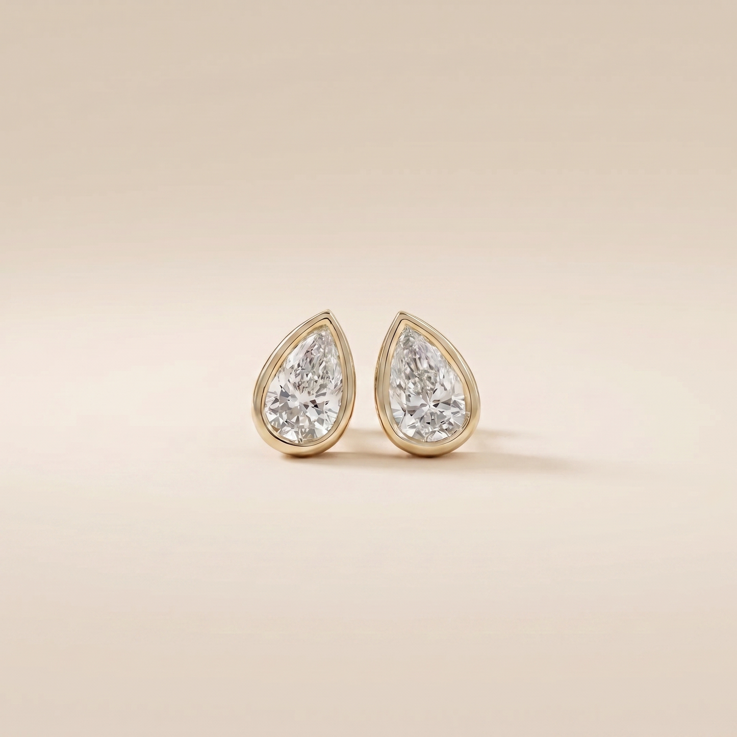 The Kena - Bezel Set Pear Shaped Lab Grown Diamond Studs