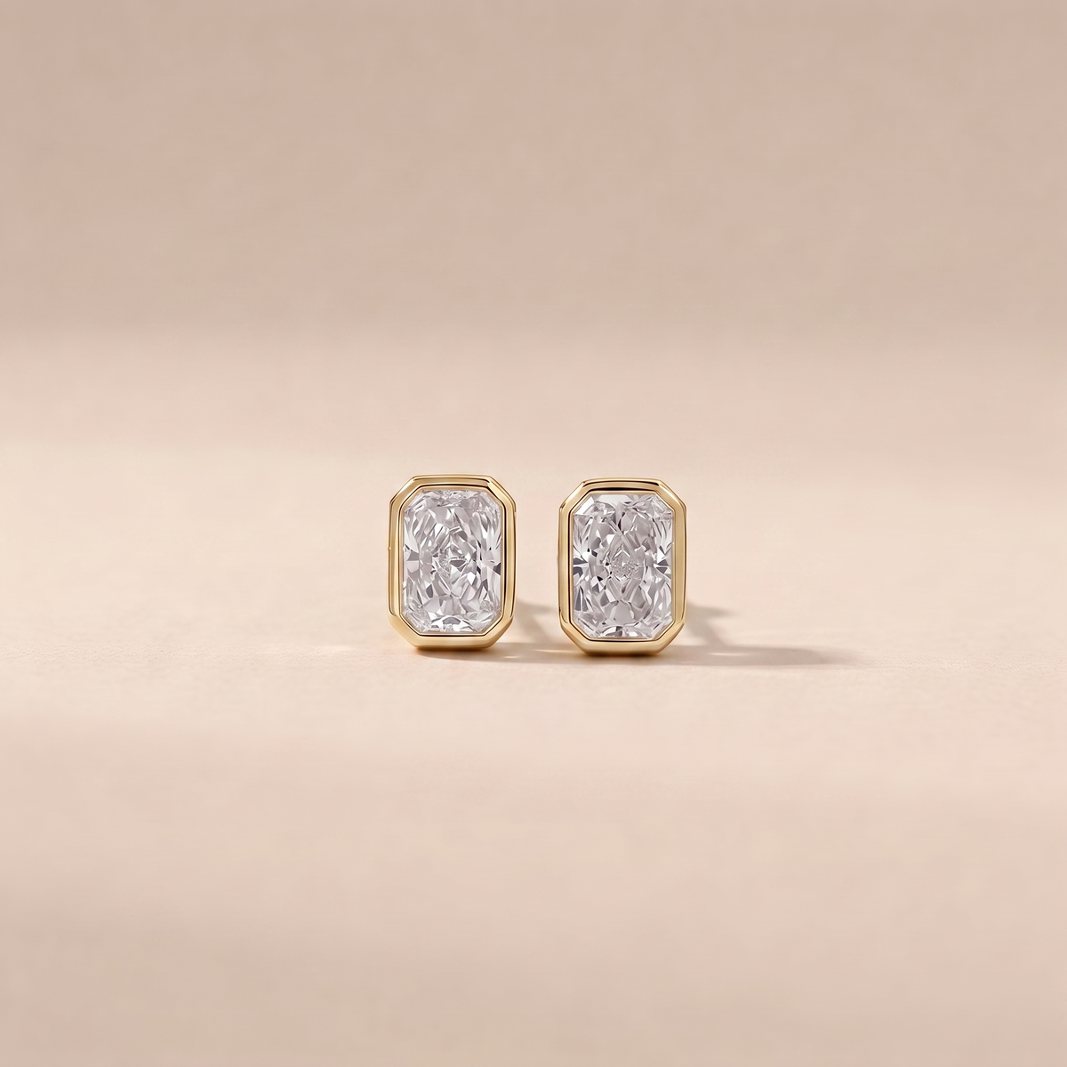 The Vari - Radiant Cut Lab Grown Diamond Bezel Stud Earrings