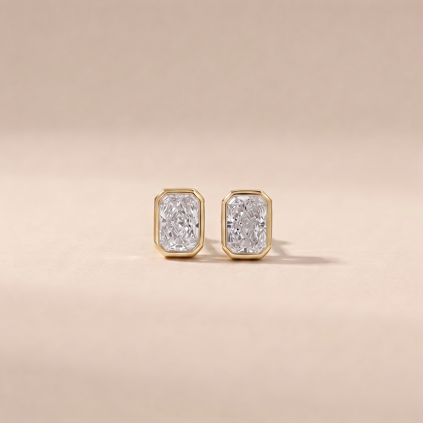 The Vari - Radiant Cut Lab Grown Diamond Bezel Stud Earrings