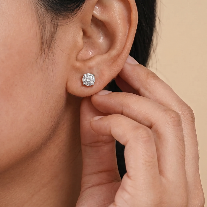 The Voxa - Round Brilliant Lab Grown Diamond Solitaire Stud Earrings