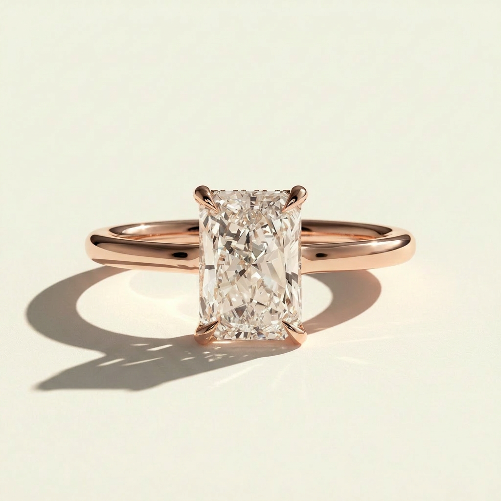 The Maze - Radiant Cut Lab Grown Diamond Hidden Halo Solitaire Engagement Ring