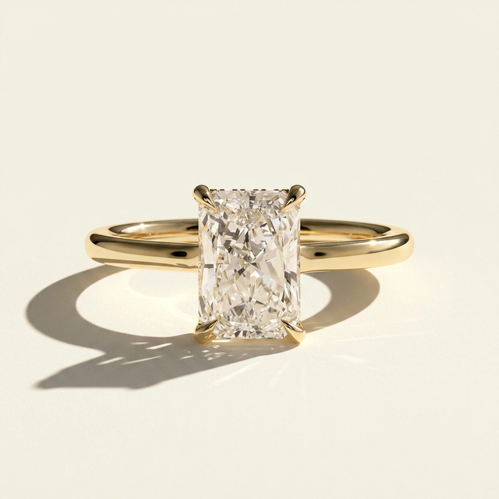 The Daria - Radiant Cut Lab Diamond Engagement Ring with Hidden Halo Design