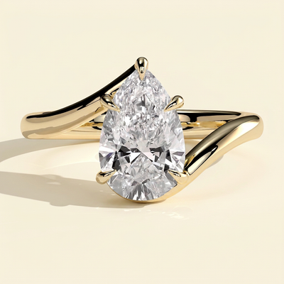 The Celesta - Pear Cut Lab Grown Diamond Five Claw Bypass Band Engagement Ring