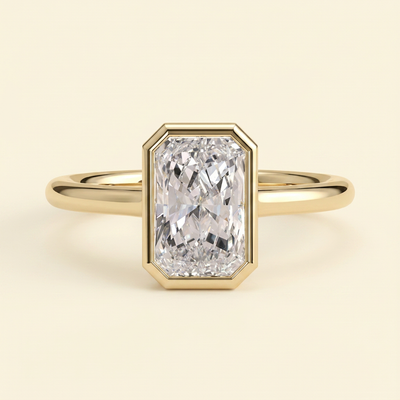 The Kalina - Radiant Cut Lab Grown Diamond Bezel Set Solitaire with Open Cathedral Setting Engagement Ring