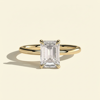 The Dea - Emerald Cut Lab Grown Diamond Solitaire with Hidden Halo Ring