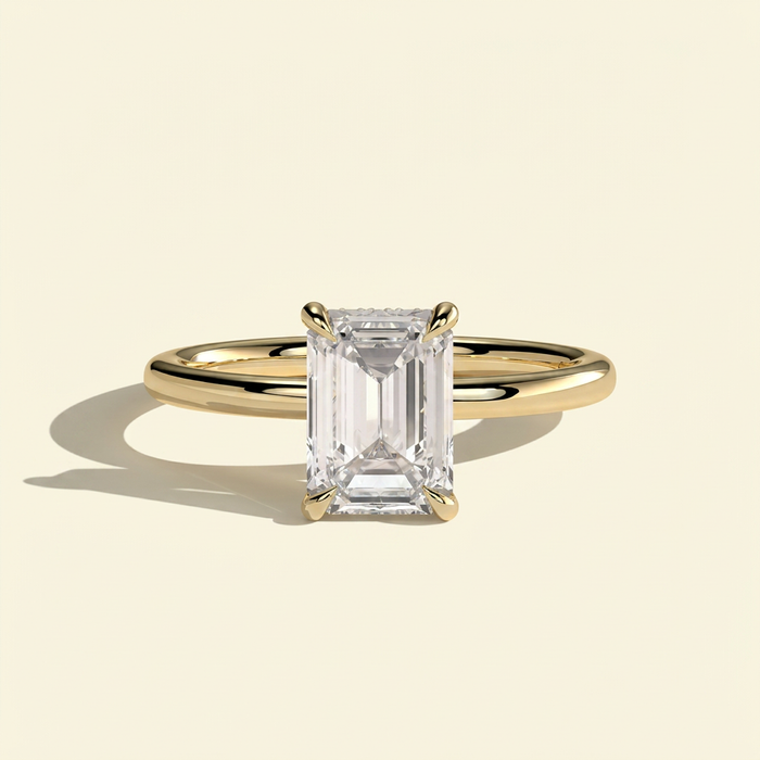 The Dea - Emerald Cut Lab Grown Diamond Solitaire with Hidden Halo Ring