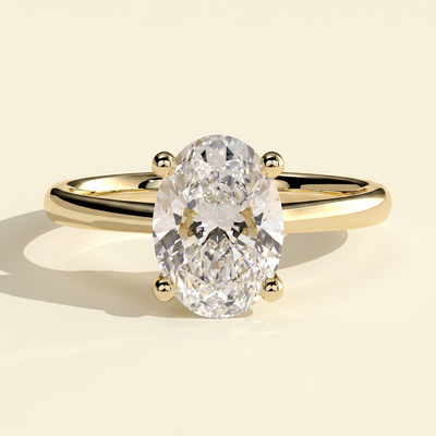 The Peria - Oval Cut Lab Grown Diamond Solitaire Engagement Ring in Cathedral Setting