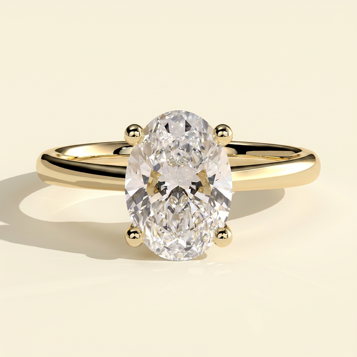 The Peria - Oval Cut Lab Grown Diamond Solitaire Engagement Ring in Cathedral Setting