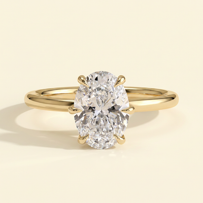 The Wynne - Oval Cut Lab Grown Diamond Six Claw Solitaire with Hidden Halo Engagement Ring
