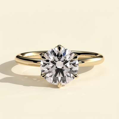 The Vestra - Round Cut Lab Grown Diamond Six Claw Petal Gallery Solitaire Engagement Ring