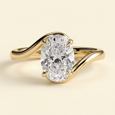 The Wren - Oval Cut Lab Grown Diamond Bypass Band Solitaire Engagement Ring