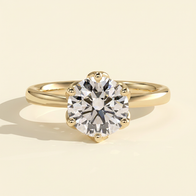 The Cerelia - Round Cut Lab Grown Diamond Tulip Set Solitaire with Petal Gallery Engagement Ring