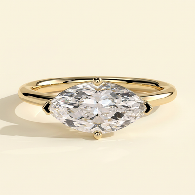 The Vespera - Marquise Cut Lab Grown Diamond East West Solitaire with Raised Basket Gallery Engagement Ring