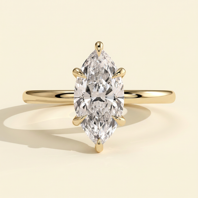 The Istra - Marquise Cut Lab Grown Diamond Six Claw Solitaire with Slim Band Engagement Ring