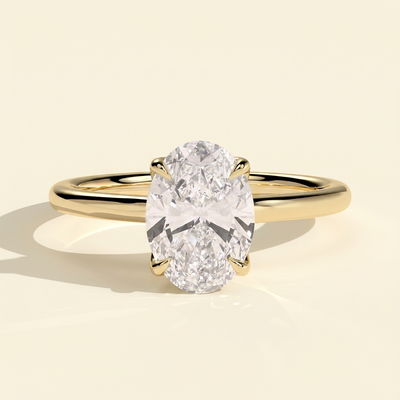 The Blanca - Oval Cut Lab Grown Diamond Solitaire Engagement Ring with Petal Gallery