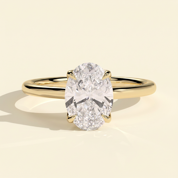 The Blanca - Oval Cut Lab Grown Diamond Solitaire Engagement Ring with Petal Gallery