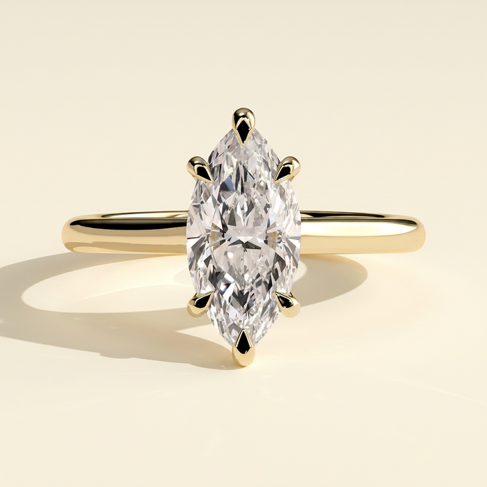 The Ilaria - Marquise Cut Lab Grown Diamond Six Claw Cathedral Solitaire Engagement Ring