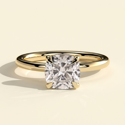 The Corina - Cushion Cut Lab Grown Diamond Hidden Halo Solitaire Engagement Ring